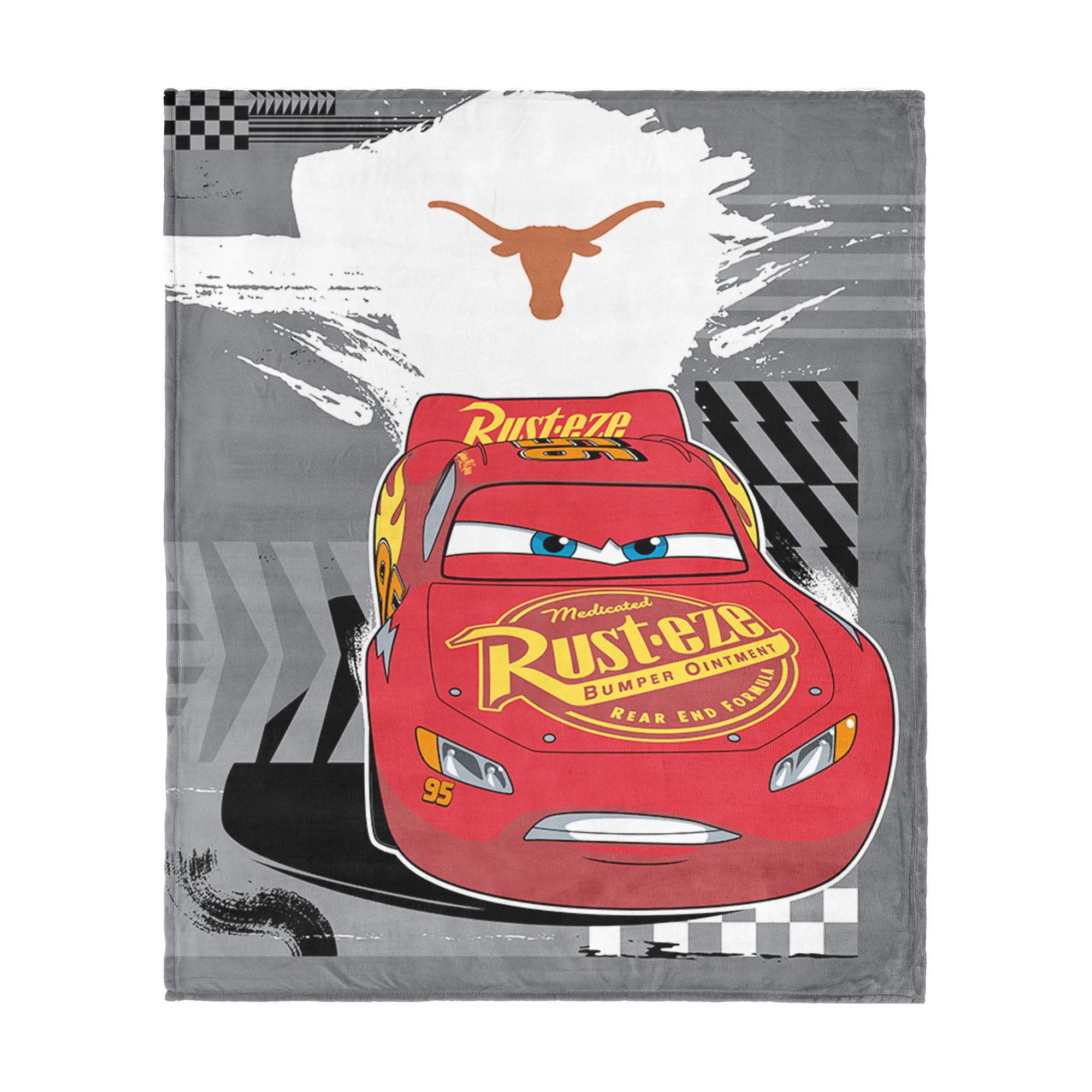 Collegiate University of Texas Cars Lap Time Grey Silk Touch Throw Blanket 46x60 inches