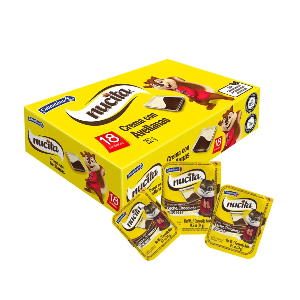 Colombina Nucita Tradicional - 18 Unidades | Colombian Chocolate, Vanilla and Milk Cream Cups