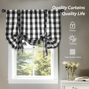 Roman Curtain Plaid Design, Stylish Window Treatment for Home Decor, Perfect for Living Room & Bedroom, High-Quality Fabric