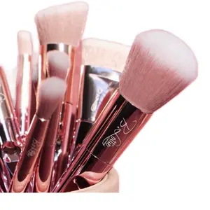 Rose Gold Makeup Brushes Set - 6-Piece Professional Cosmetic Tool for Foundation, Blush, and Highlighter Application