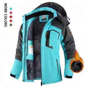 Fashionable fleece-lined jacket with bright colorblock outer windproof layer + thick fleece lining for warmth, hooded + multiple pockets for practicality, suitable for outdoor, commute, and other scenes.