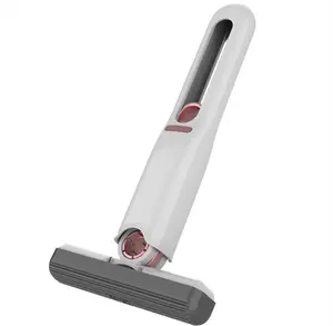 Pink one Handed Mini mop for Tabletop Cleaning, Sponge Wiping, Cotton Wiping, no Hand Washing, Tabletop mop(1 Cotton Heads + 1 Squeeze Handle)