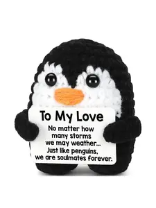 Handmade Crochet Penguin Plush Doll, Valentine's Day & Anniversary Gift for Him/her, Cute Couple Present for Loved Ones