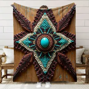 1pcs Colorful Beaded Art-Themed Flannel Blanket With High-Definition Digital Printing, Suitable For Travel, Camping, Living Room And Office Blankets All Year Round, Machine Washable, And The Best Holiday Gift