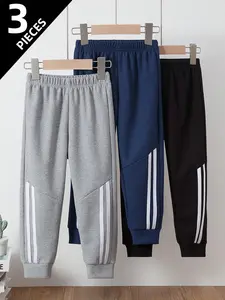 Three-Piece Waffle Sweatpants Set, Geometric Lightweight Summer Leggings, Comfortable Casual Wear, Ideal for Daily Use, Outdoor Activities, School Events, Drawstring, Loose Fit