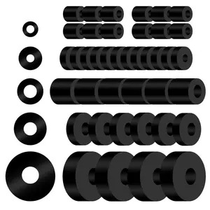 40 count Rubber Spacer 5 Sizes Black Non-Slip Anti Vibration Isolation Pads Rubber Bushings Spacers Washers Mechanical Vibration Damping Pads
