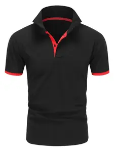 Men's Fashion Casual Short Sleeve Pique Polo Shirt, Colorblock Collar Design, Perfect for Summer Sports and Outdoors