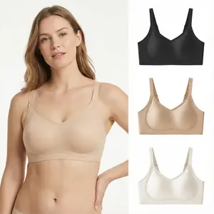 SoFlace Womens Lift Shape Jelly Wireless Bra Push Up Full Coverage No-Poke Wire Fleece Support No Squash Seamless T-Shirt Everyday Comfort Sports
