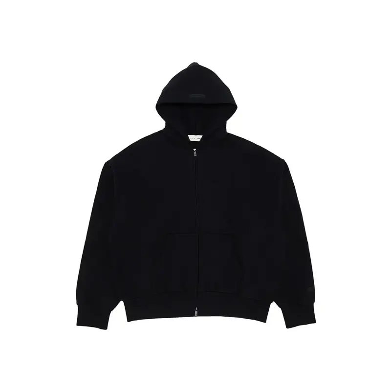 Fear of God Essentials Classic Full Zip-Up Hoodie 'Jet Black'