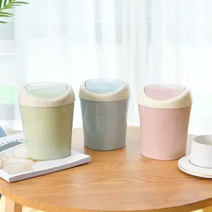 [ManyDFYu] 3 Pack Mini Swing Lid Desktop Trash Can Blue Green Pink + 180 Trash Bags Perfect for Desk Office Bedroom Must-Have ViralDeskFinds DeskHacks MiniTrashCan