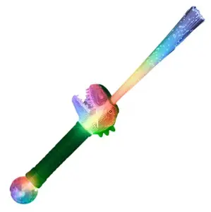 212 MAIN 14.5" x 3" Modern Scale Texture Multicolor LED Light-Up Fiber Optic Dinosaur Wand - AG13 Batteries-Powered, Children-Friendly Home & Garden Ambiance Decor
