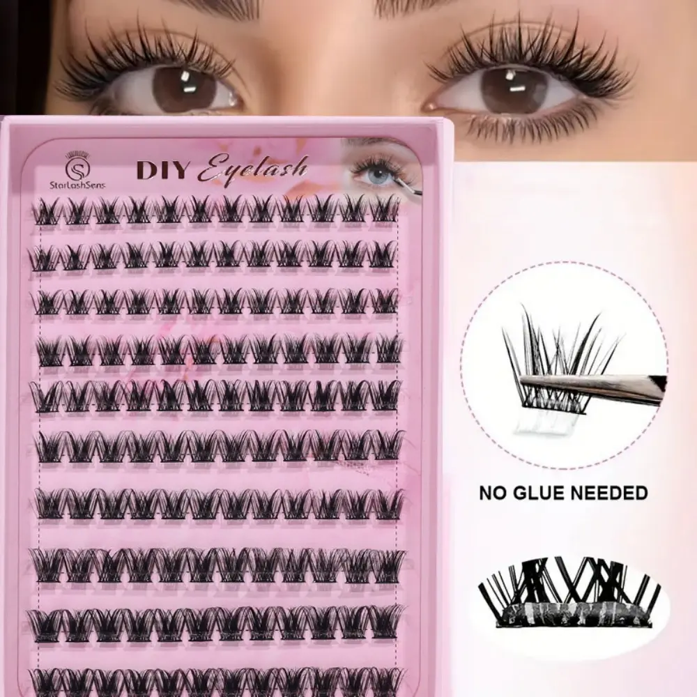 120 clusters of self-adhesive eyelash clusters, naturally slim and soft, no need for glue, cartoon style, glue free eyelash clusters suitable for daily wear, DIY Eyelash Clusters, Soft Cluster Lashes, DIY Eyelashes Clusters
