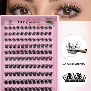 120 clusters of self-adhesive eyelash clusters, naturally slim and soft, no need for glue, cartoon style, glue free eyelash clusters suitable for daily wear, DIY Eyelash Clusters