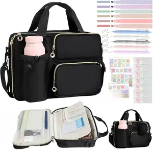 Bible Cover Case for Women, Large Bible Bag with Removable Pencil Case, Water Bottle Pocket and Shoulder Strap for Bible Study Supplies, Church Carrying Journaling Kit, Christian Gift for Women