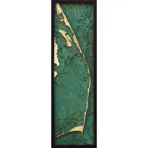Outer Banks, North Carolina Wood Carved Topographic Depth Chart / Map