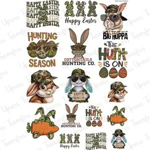Kids Camo Easter Mini DTF Transfer Gang Sheet 24.5" Wide x 36" Long Direct To Film Trendy Vibrant Designs for Stylish Wardrobe