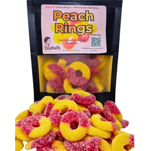 Peach Rings Chewy Fruity Candy Snack in a Gummy Candy Jar