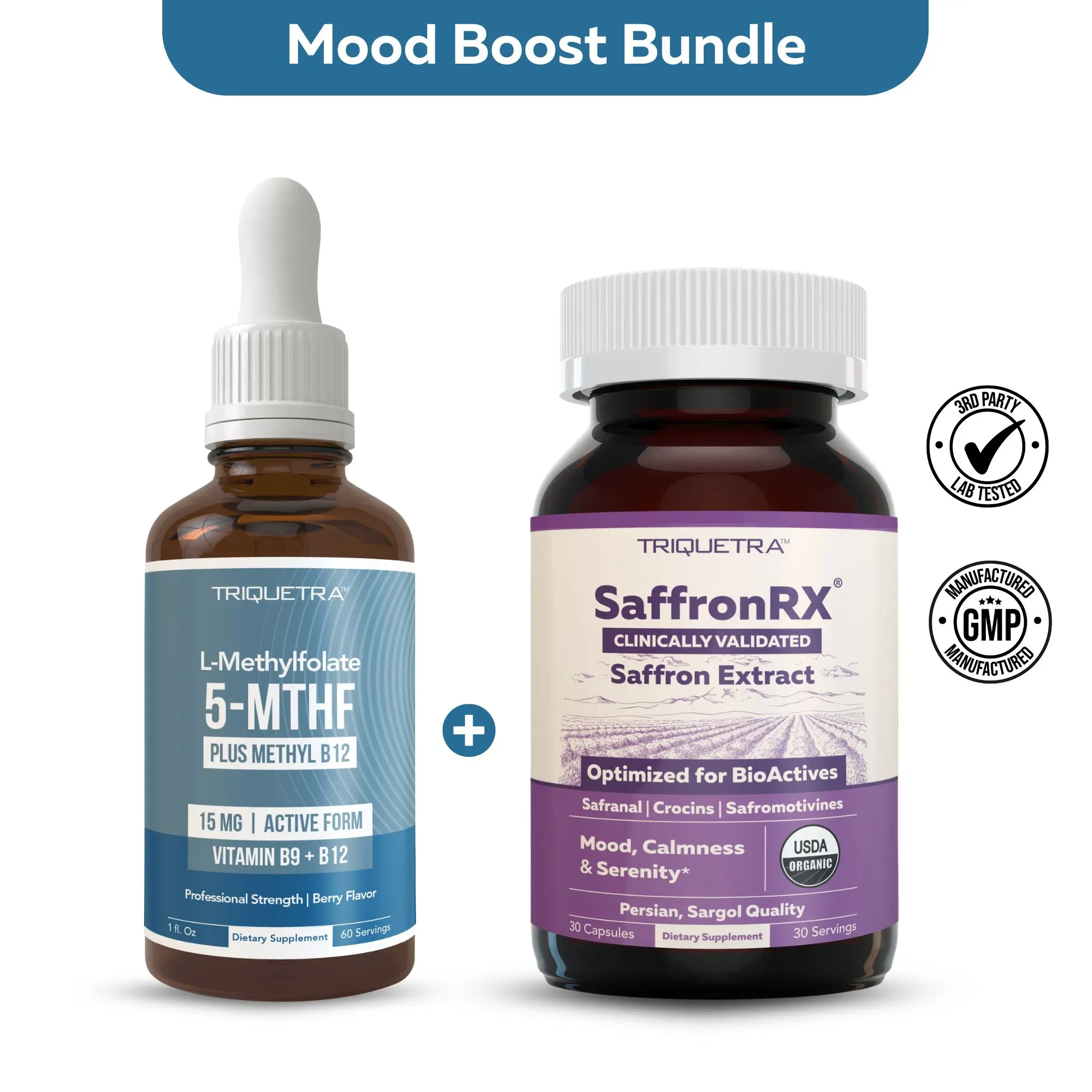 Mood Boost Bundle by Triquetra Health | Organic Saffron Extract & L-Methylfolate...
