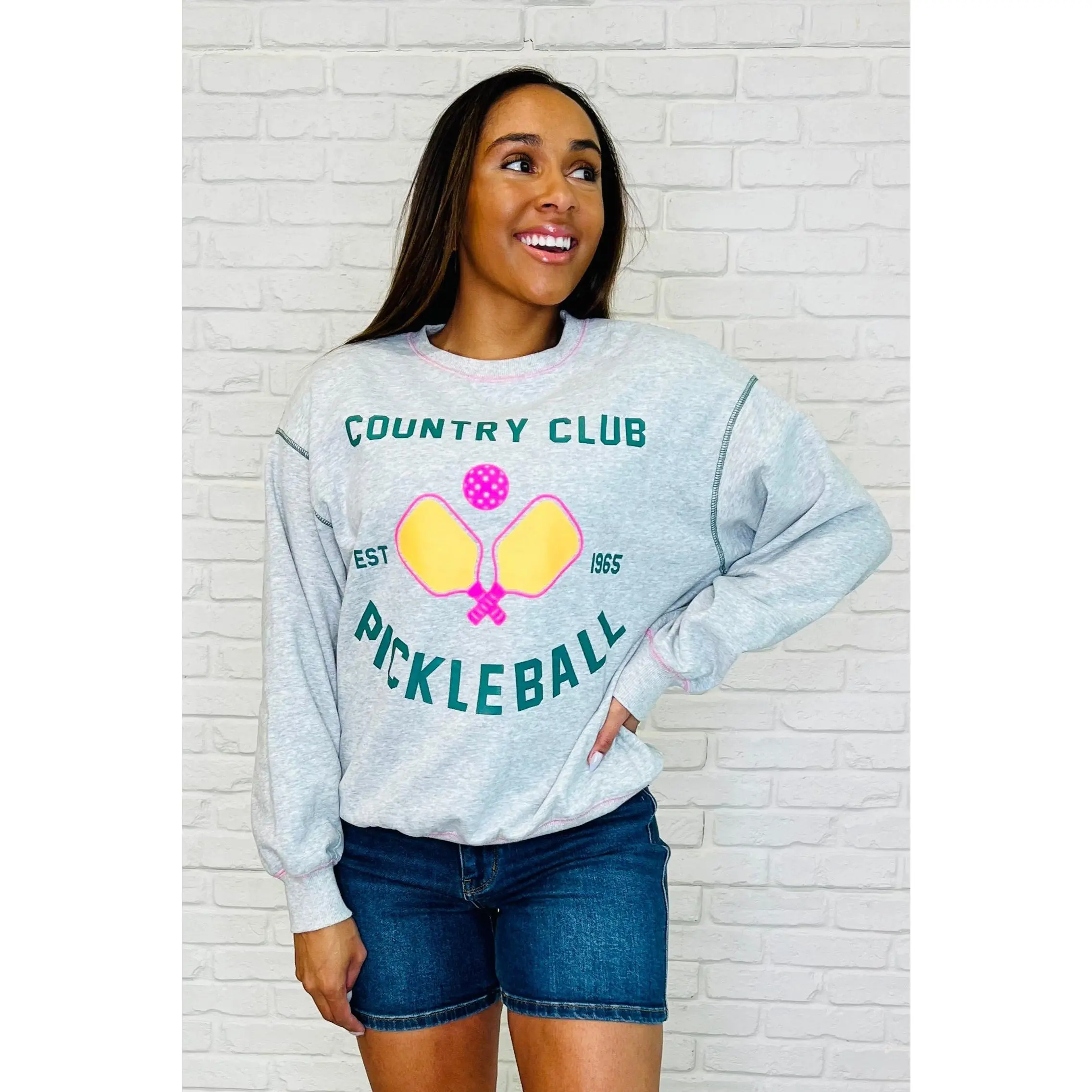Country Club Pickle Ball Graphic Sweatshirt