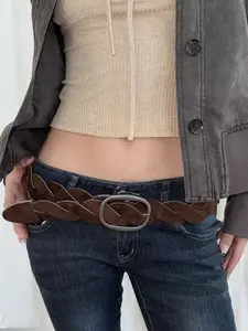 Women's Vintage PU Belt with Buckle, Slim Fashion Waistband for Jeans and Skirts, Perfect Accessory for All Seasons, Pu Leather Belts