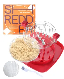 Chicken Shredder Tool for Kitchen Manual Meat Shredder with Twist Design BPA-Free Non-Slip Base Easy to Clean Red Ergonomic Handles for Quick Shredding of Chicken Pork Beef