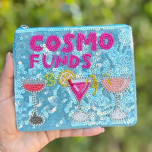 Cosmo Funds Beaded Pouch – Sequin Cocktail Zipper Bag