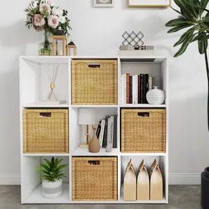 Skillmaid 9-Cube Stackable Organizer Shelf with Cubby Bins DIY Bookshelf for Bedroom & Closet Storage Cabinet for Toys Books Clothes Organization