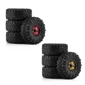 Wheel Tire with 7mm Combiner, 4 Counts Rubber Tire with Installation Tool Screw, RC Car Accessories for TRX4M Land Rover SCX24 FMS Climbing Car