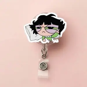 Power puff girls Retractable ID Badge Reel Office Accessory Unique Gift for Nurses, Doctors, Teachers and Medical Staff Coworkers