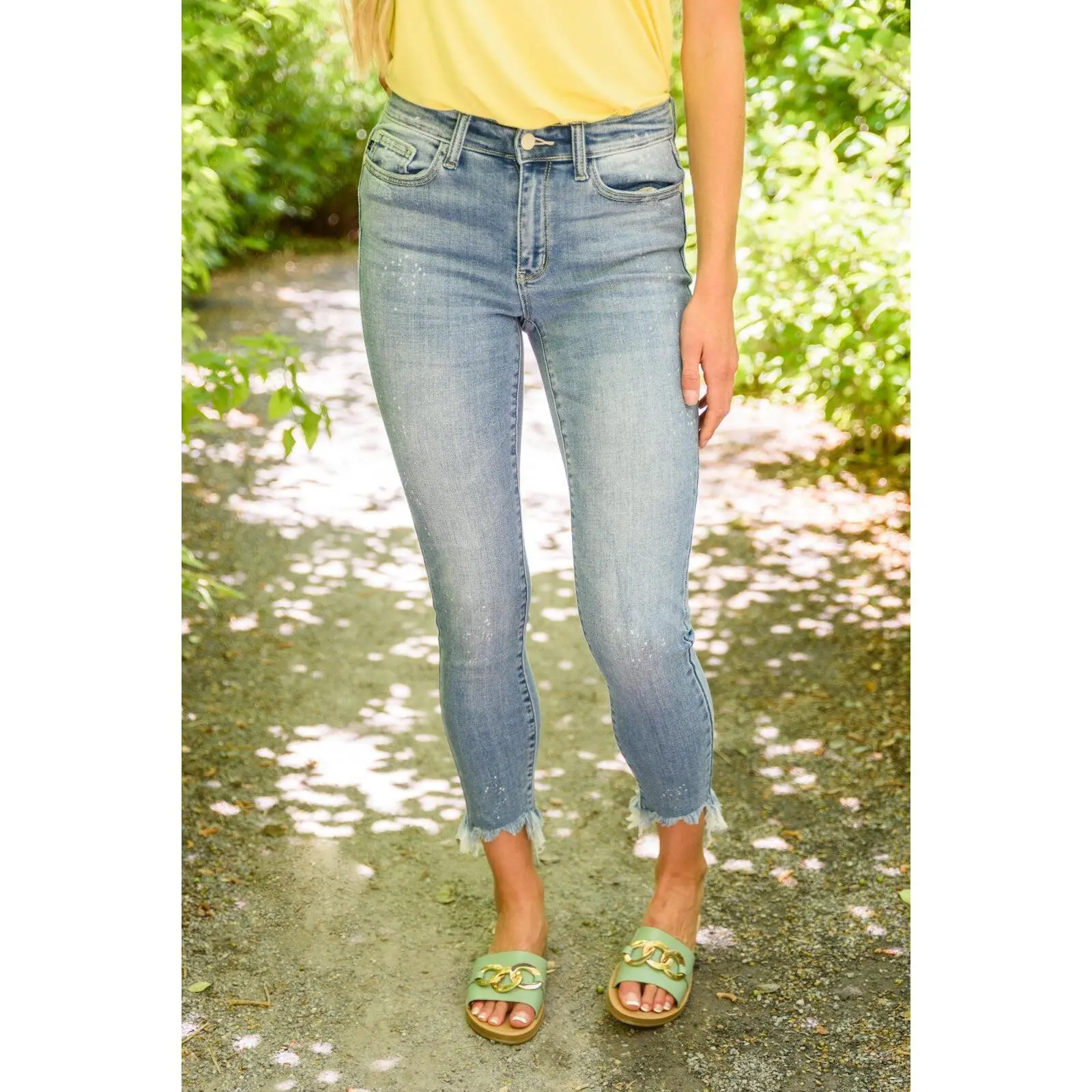 Kandis Mid-Rise Bleach Splash Jeans