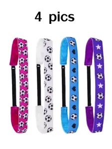 4 Pcs Football Headbands, Adjustable No Slip Sport Head Bands, Thin Athletic Stretch Elastic Headband Set, Sports Hair Band Accessories