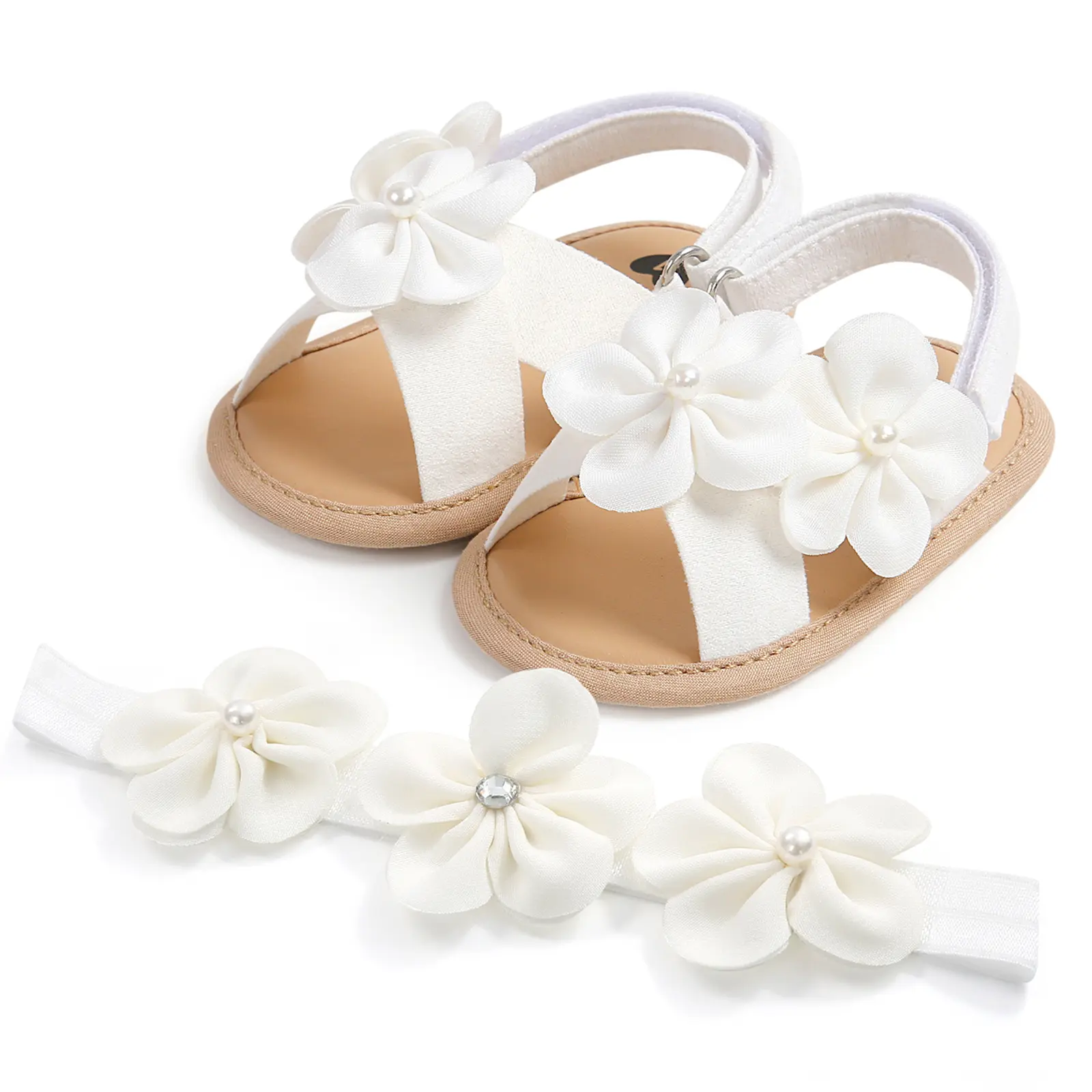 Meihuida Baby Girls Summer Sandals Cute Large Flower Flat Shoes Non-Slip Sole Infant First Walker Shoes