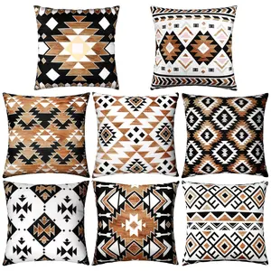 8 Piece Set 18x18 Inch Western Aztec Pillow Covers, Vintage Western Theme Decor, American Country Style, Southwest Cowboy Sofa Cushion Cover
