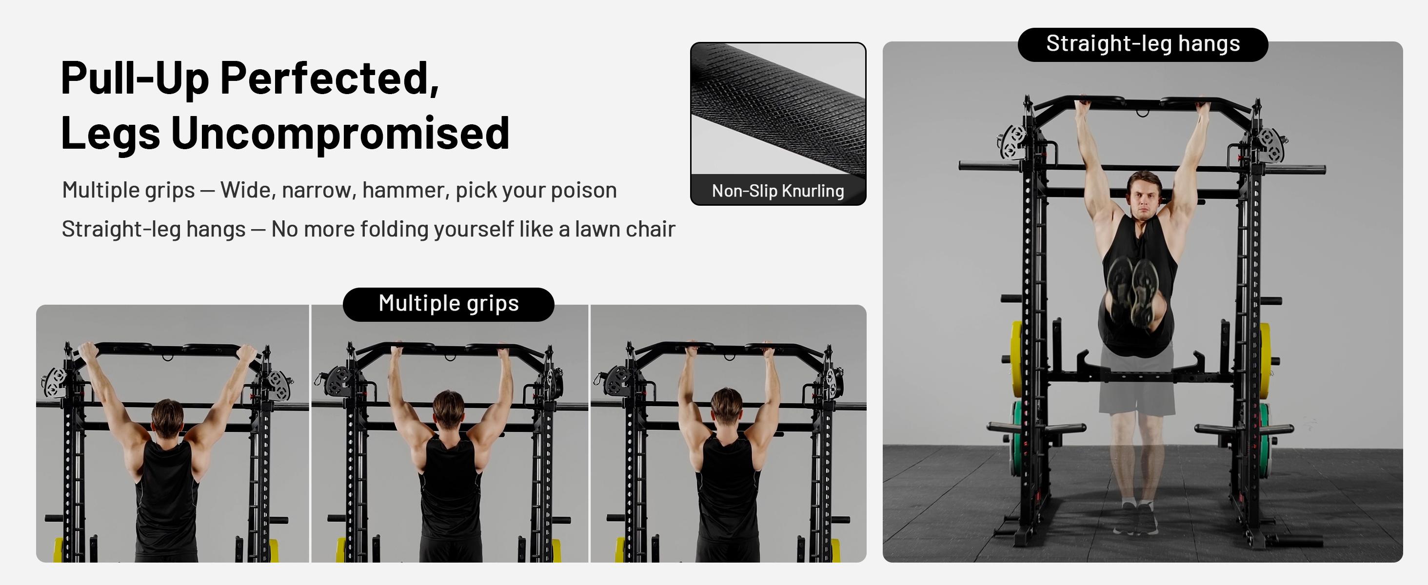 Smith Machine, 2200lbs Squat Rack with LAT-Pull Down System & Cable Crossover Machine, Training Equipment with Leg Hold-Down Attachment