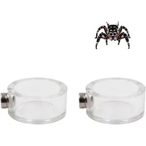 2 Pack Jumping Spider Enclosure Accessories, Leak-Proof Jumping Spider Feeding Dish with Magnet, Acrylic Water Bowl for Jumping Spider, Tarantula, Mantis, Other Small Reptiles or Insects