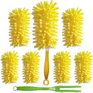 Duster for , 360 Heavy Duty Duster Refill Compatible with  Hand Dusters for Dusting Furniture, Blinds, Ceiling Fans, Walls and , 6 Refills +1 Handle, Yellow