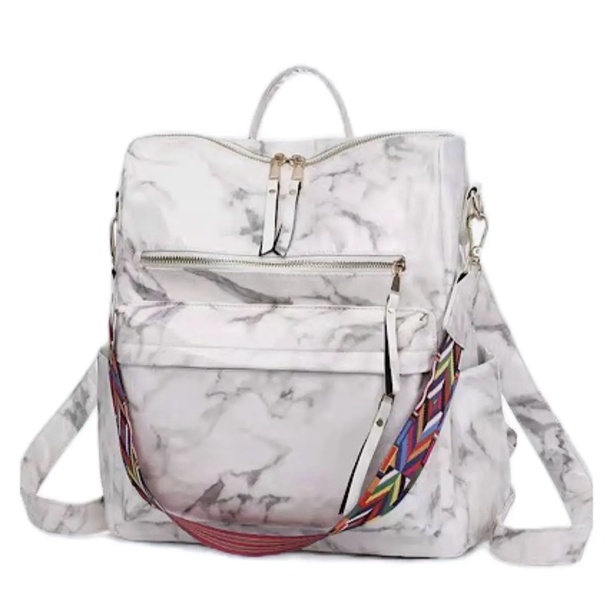 Marble Vinyl Backpack with strap