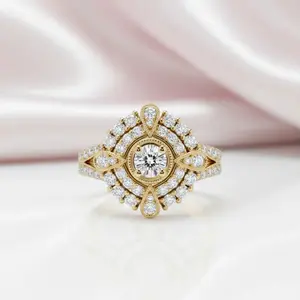 0.5 Ct Diamond Option Double Halo Engagement Ring
