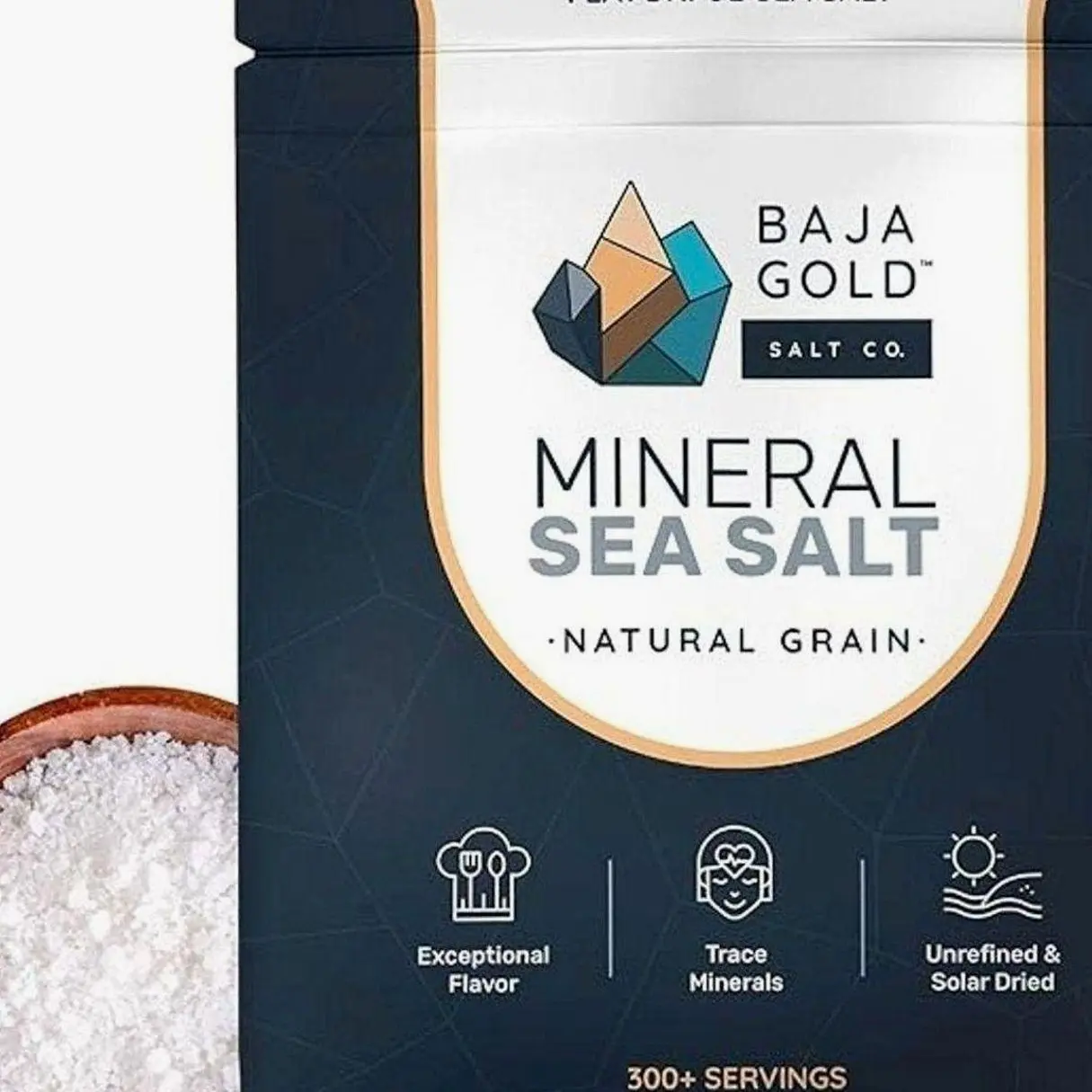 Baja Gold Mineral Sea Salt - Recommended by Gary Brecka - Organic Natural Grain Salt for Cooking & Baking | Authentic Baja Salt | Ideal for All Culinary Creations | 1 lb. Resealable Bag, 300+ Servings
