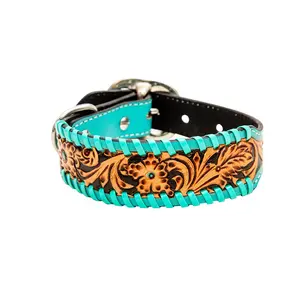 Hand-Tooled Leather Dog Collar MYRA