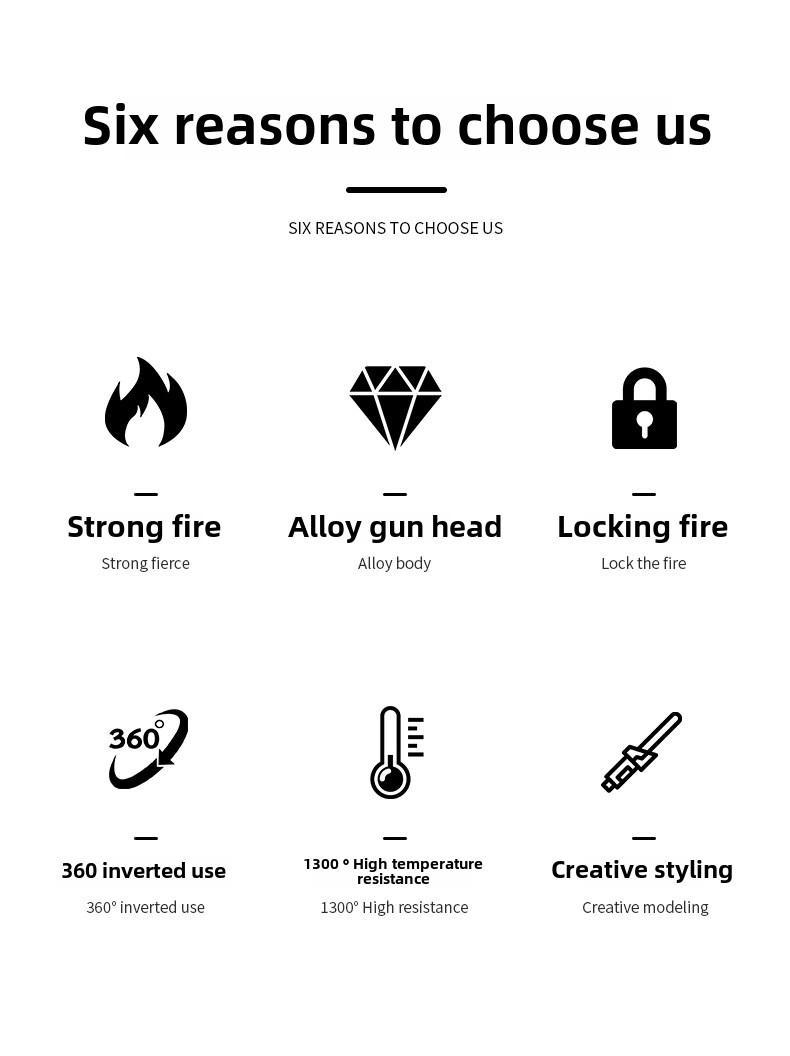 Windproof butane torch lighter, 360 ° use, with adjustable flame and lock switch, turbo torch spray ignition gun, camping barbecue welding supplies, cigar tools, perfect for cooking, Halloween, Christmas, Father's Day (without butane gas)