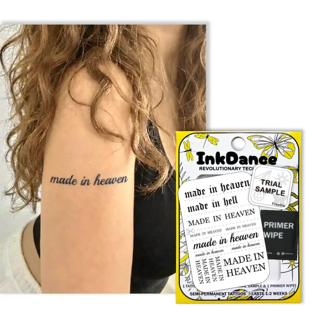 InkDance Semi-Permanent Tattoos (165-Count), Waterproof Plant-Based Ink, All Skin Types, 1-2 Weeks Long-Lasting, Color Develops in 24 Hours, Tattoo Ideas
