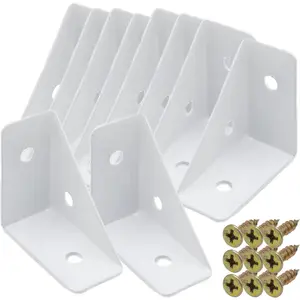 10 count White Right Angle Corner Shelf Bracket, 38x38mm Metal Corner Brackets for  Desk Bed Cabinet Edge, 1.5x1.5inch 90  Corner Shelf Support Braces, with Mounting Screws