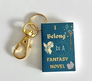 Mini Book Keychain - I Belong in a Fantasy Novel - 1 Inch Wide x 1.5 Inch Tall - Perfect for Dragon and Magic Fans