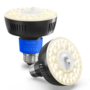 Barrina Orbgrow OG11A Grow Light Bulbs for Indoor Plants, Integrated Dimming & Timing, 4000K 22W(2 x 11W, 200 Watt Equiv), E26 Plant Light Bulb, Full Spectrum for Seeds and Greens, 2 Packs, Black