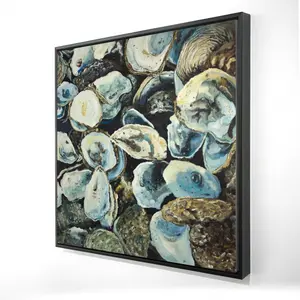 Begin Home Decor 2081-3636-CO164 36 x 36 in. Oyster Shells Coastal Framed Canvas - Aquatic Animal Decor