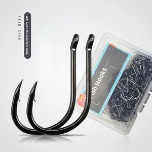 Fish hook with loop and ring, bent-shank fish hook, fishing accessories boxed set