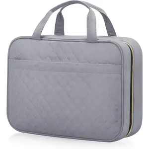 Travel Size Toiletry Bag for Women, Portable  Bag with Hanging Hook, Travel Essentials Water-resistant Makeup Organizer for Accessories, Shampoo, Full-size Container, Toiletries