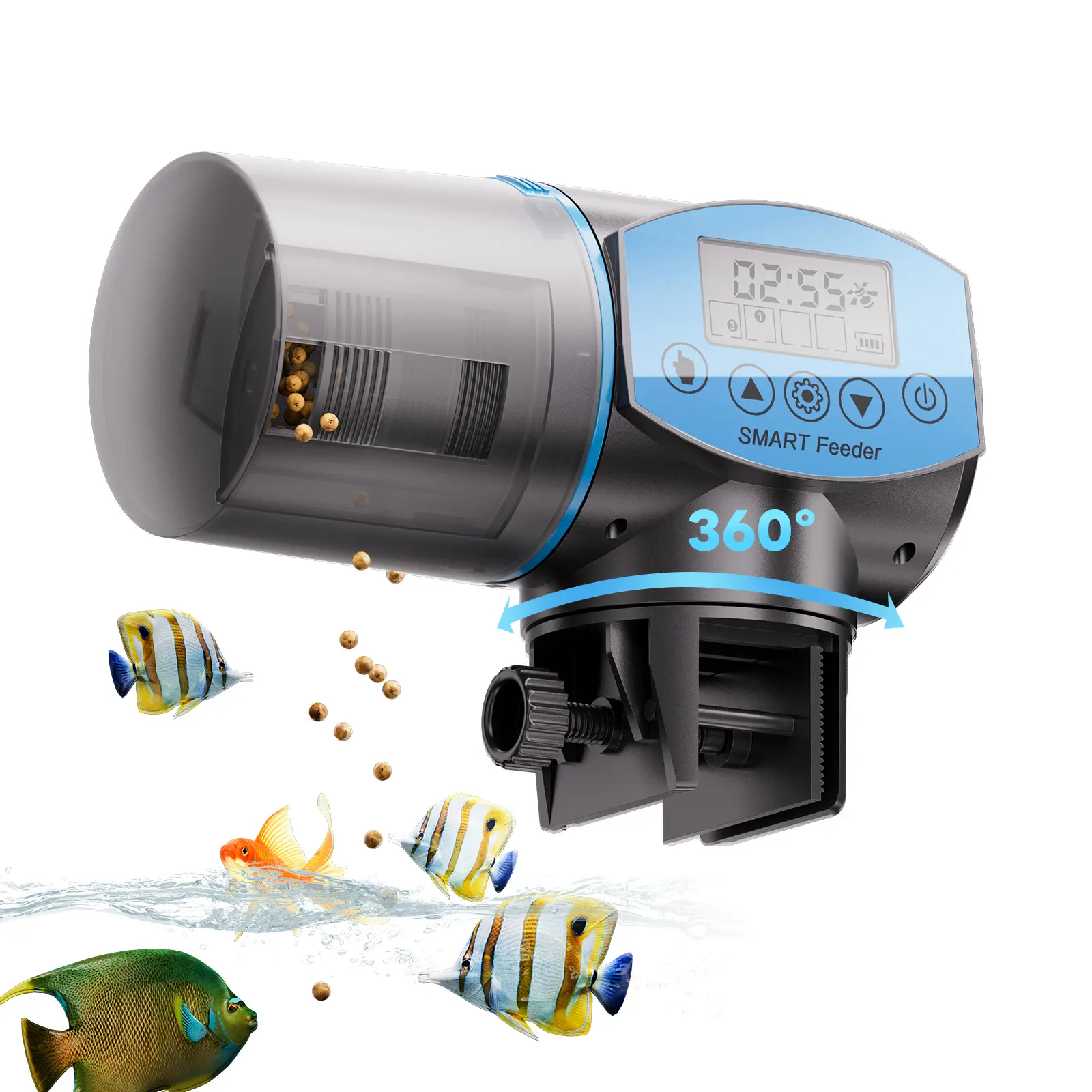 Automatic Fish Feeder for Aquarium with LCD Display, 200ML Large Capacity Auto Fish Food Dispenser with Timer, Programmable Vacation Feeder for Small & Large Fish Tank, Betta & Turtle Tank