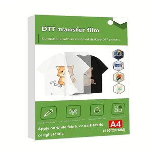 20 Sheets A4 DTF Transfer Film Paper Matte Double-Side Clear Pretreat Paper, for Inkjet Printer for Direct Transfer on T-shirts and Fabrics